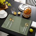 thumbnail image 3 of Green Solid Color Placemats Set of 4, Aesthetics Contemporary Luxury Placemats for Dining Table, Place Mats for Kitchen Tabletop, Waterproof Wipeable Dining Table Mats Set, 3 of 9