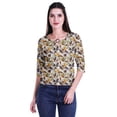 thumbnail image 4 of Moomaya Printed Keyhole Neck Ring Top Casual 3/4th Sleeve Tees Tank Tunic Top, 4 of 6