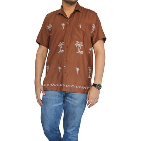 Embroidered Short Sleeve Work Shirt - Hawaiian Shirt Mens Beach Aloha Camp Party Holiday Short Sleeve Button Up Down Embroidered Rayon J