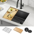 thumbnail image 2 of KRAUS Kore 23 Undermount Workstation 16 Gauge Black Stainless Steel Single Bowl Kitchen Sink in PVD Gunmetal Finish with Accessories, 2 of 18