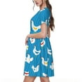 thumbnail image 2 of Hirioo Cartoon Chicken for Short Sleeve Dress Women's Short Sleeve Dress with Pockets, 2 of 6