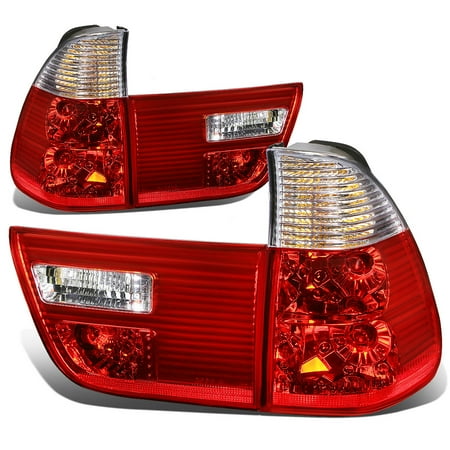 02 Corner Signal Light - For 00-06 BMW E53 X5 Pair of Chrome Housing Red Rear Tail Brake+Corner Signal Light 01 02 03 04 05