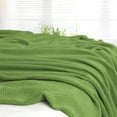 thumbnail image 6 of PiccoCasa 100% Cotton Soft Knitted Throw Solid Blanket for Couch Sofa Bedroom, Green 71"x79", 6 of 8