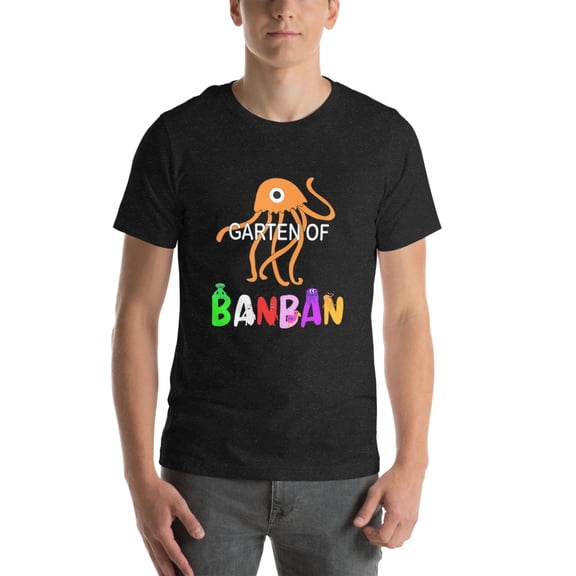 Garten of Banban T-shirt Design – Unique & Playful Cartoon Characters (Black Heather, XS)