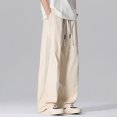 thumbnail image 5 of NIEWTR Mens Training Sweatpants Solid Tone Drawstring Waist Pockets Joggers Casual Sport Pants Lightweight Breathable Trousers(A-Khaki,7XL), 5 of 8
