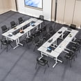 thumbnail image 6 of 2PCS Folding Conference Table with Wheels 47.2"L X15.7"W X29.5"H White Mobile Narrow Training Tables for Office, 6 of 9