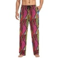 thumbnail image 4 of Men's Lightweight Pajama Bottoms Art Abstract Pattern Stretch Elastic Waist Side Pockets Spring Fall, 4 of 7