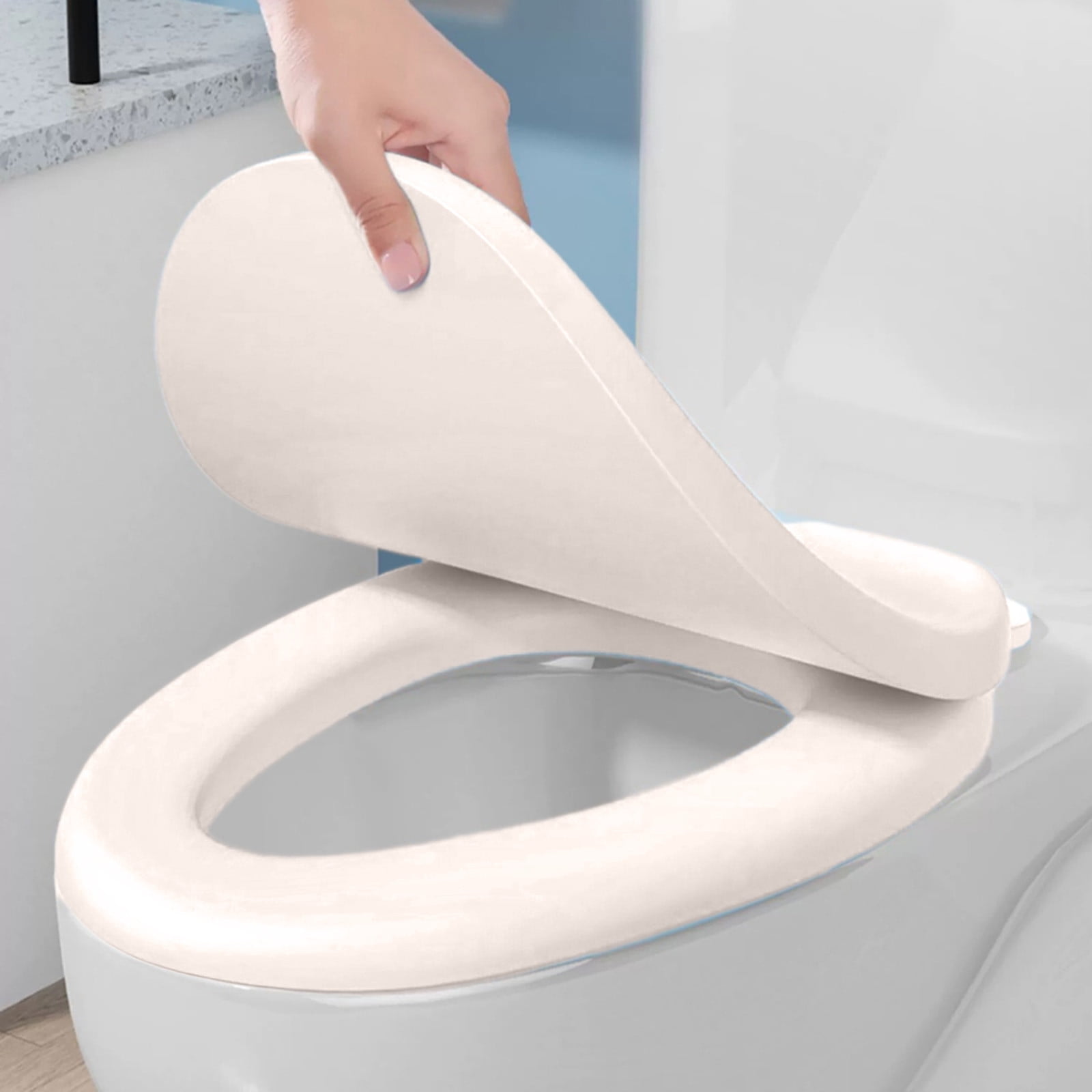 Yhmxh Toilet Seat Durables V Toilet Seat Soft Comfort With Quick Release And Quick Attach Quiet-Close Lid And Seat For Standard Toilets, Soft Close Never Loosen Easy Install & Clean （18x14in, White）