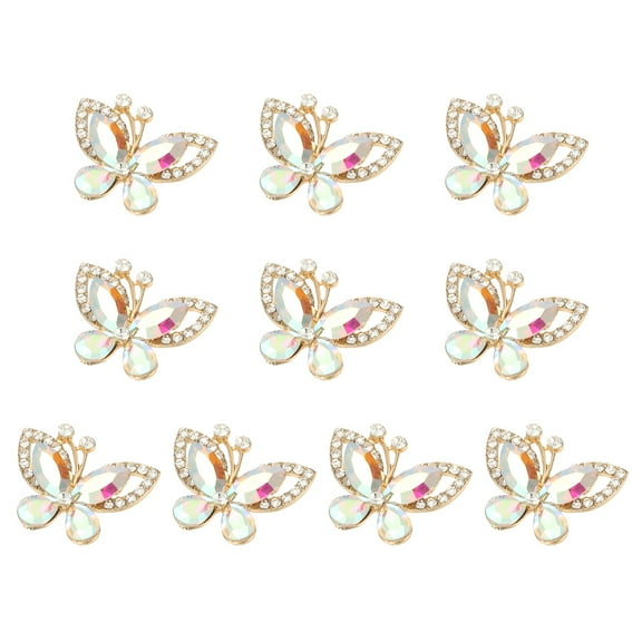 Uxcell 10 Pcs Butterfly Rhinestone, Crystal Butterflies for Crafts Flatback Charms Rhinestone Embellishments for Clothing Jewelry Making Women DIY Decoration, Ab Color