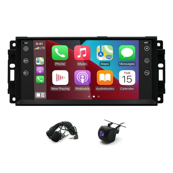 4 64GB Android 15 Car Stereo 7in Radio Wireless CarPlay Android Auto GPS WiFi Bluetooth FM SWC AHD Backup Camera for Dodge Grand Caravan 2008-2018 for Chrysler Town Country 2008-2016