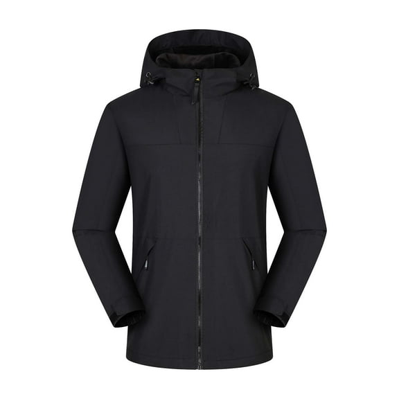 Mens Windbreaker Jackets Windbreaker Front-Zip Jacket And WoSame Autumn And Winter Windproof And Thickened Outdoor Sports Warm Jacket Black 2XL