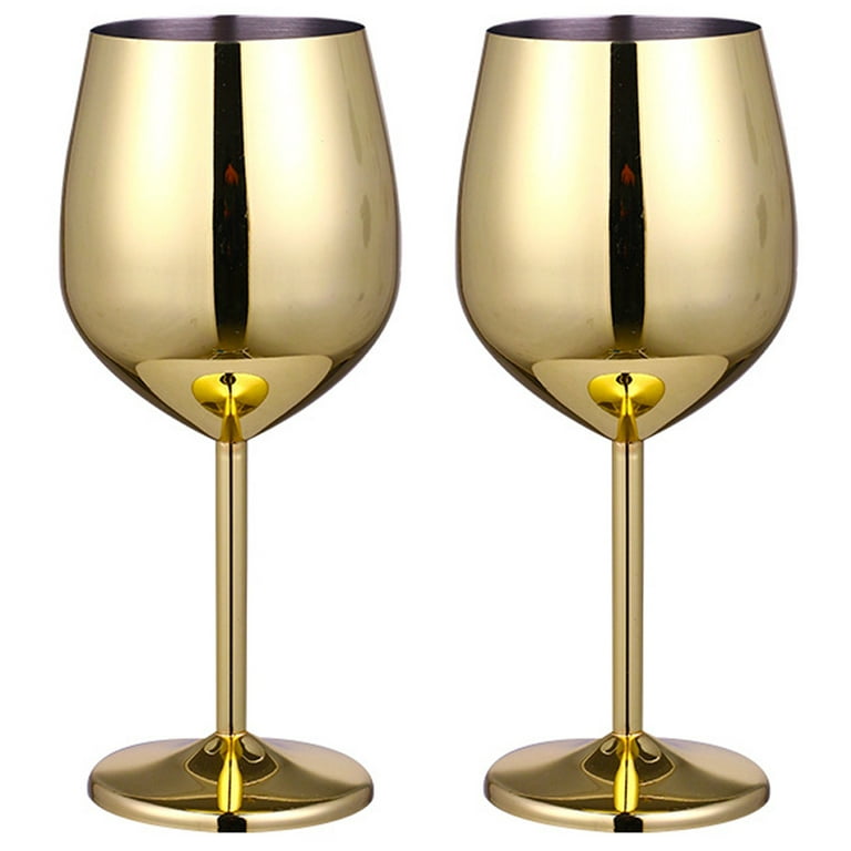 Gusto Nostro Stainless Steel Wine Glass - 18 oz Unbreakable Gold Wine Glasses for Travel, Camping and Pool - Fancy, Unique and Cute Portable Metal