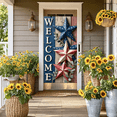 thumbnail image 4 of Rustic Welcome Sign American Star Patriotic Banner Decorative Wooden Stars for Home Decor Front Porch Indoor Outdoor, 4 of 7