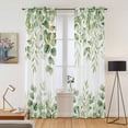 thumbnail image 2 of Spring Eucalyptus Leaves Kitchen Curtains Window Panels, Green Summer Botanical Insulated Window Treatment Curtain, Grommet Curtains for Bedroom/Living Room/Bathroom, 2 Piece 42"Wx84"L, 2 of 8