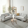 thumbnail image 6 of Atopston 66" Living Room Couch, Classic Fabric Loveseat with Thick Cushion and Wooden Legs, for compact apartment loft and office, White, 6 of 9