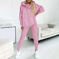 thumbnail image 3 of CILENON 2 Piece Travel Outfits for Women 3Pcs Women's Sports Suit Loose Hooded Pockets Sweatshirt And Vest And Slim Trousers Plus Size Casual Outfits Womens Clothing Clearance Sale (Pink,XXXL), 3 of 6