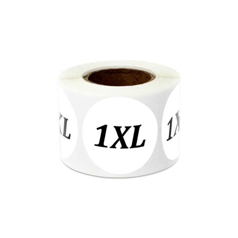 1.25 Round ( 1XL ) X-Large Stickers Labels for Retail, Clothing, Clothing  Sizes etc ( 1 Roll / White ) 