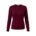 thumbnail image 6 of QIYAGBSA Sweaters for Women Scalloped Edge Round Neck Long Sleeve Lightweight Knit Pullover for Fall and Winter (Wine, M), 6 of 7