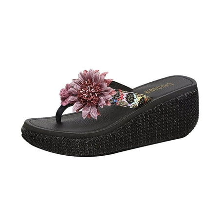 

Womens Ladies Fashion Lace Casual Beach Non-Slip Flip-Flops Summer Open Toe Slide Sandals Comfortable Flats Flip-Flops Sandal Casual Platforms Wedge Sandals Boho Dressy Heeled Sandals A40016