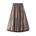thumbnail image 4 of Vedolay Fringe Skirt Women's Casual Elastic High Waist Straight Jogger Knee Midi Skirt with Pockets,Khaki One Size, 4 of 5