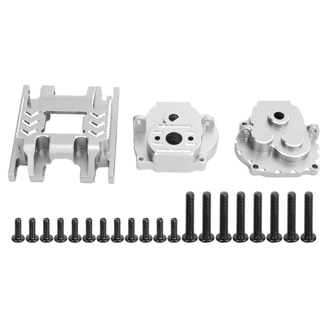 2024 Caja de cambios y juego de base Caja de caja de cambios RC de bajo ruido de aleación de aluminio para Traxxas TRX4M 1/18 Plata