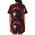 thumbnail image 6 of Daiia Mysterious Hooded Wolf Pattern Womens Pajama Sets Short Sleeve Pajamas for Women Sets Soft Lounge Sets Casual Round Neck Sleepwear PJS-4X-Large, 6 of 7