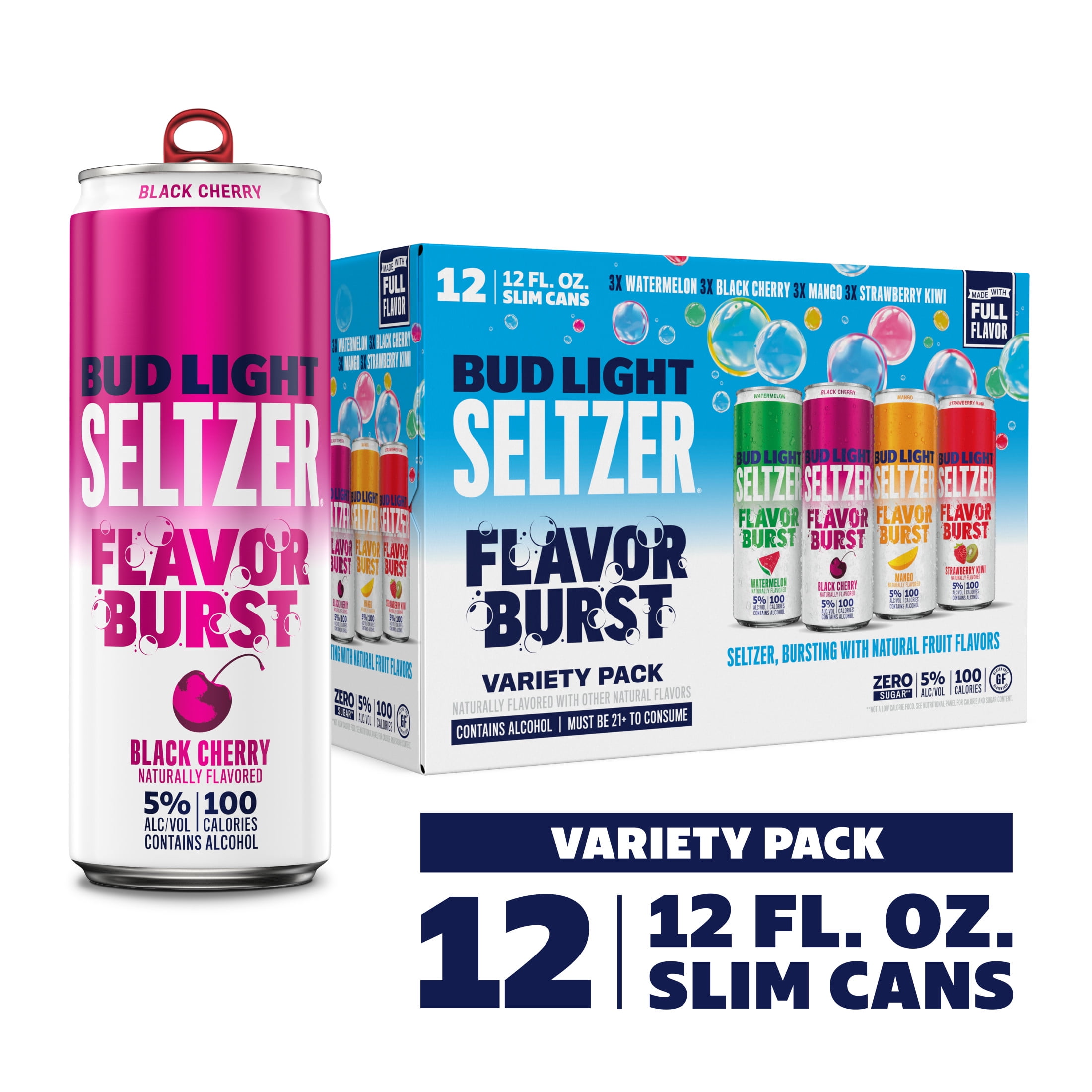 Bud Light Seltzer, Hard Seltzer, Flavor Burst Variety, 12 pack, 12