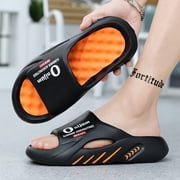 Men's Slide Sandals, Casual Non-Slip Slippers, Indoor Outdoor Sports Beach Shower Open Toe Shoes, Size, EVA Upper, Plaid Pattern, Spring SummerSuitable for Men & Women
