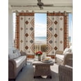 thumbnail image 3 of Boho Geometric Blackout Curtains 90 Inch Length 2 Panels Set for Living Room Bedroom, Country Ethnic Nation Abstract Motifs Privacy Window Treatment Thermal Insulated Black Out Drapes 52"x90", 3 of 8