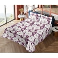 thumbnail image 4 of Ambesonne Dreamy Floral Fitted & Flat Sheet with Sham 3 Pcs Set, Flowers Jumble Leaves, Twin XL, Pastel Purple Plum Ivory, 4 of 5