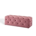 thumbnail image 1 of Tufted Accent Chair Bench, Velvet, Pink, Modern Contemporary Urban Design, Living Lounge Room Hotel Lobby Hospitality, 1 of 9