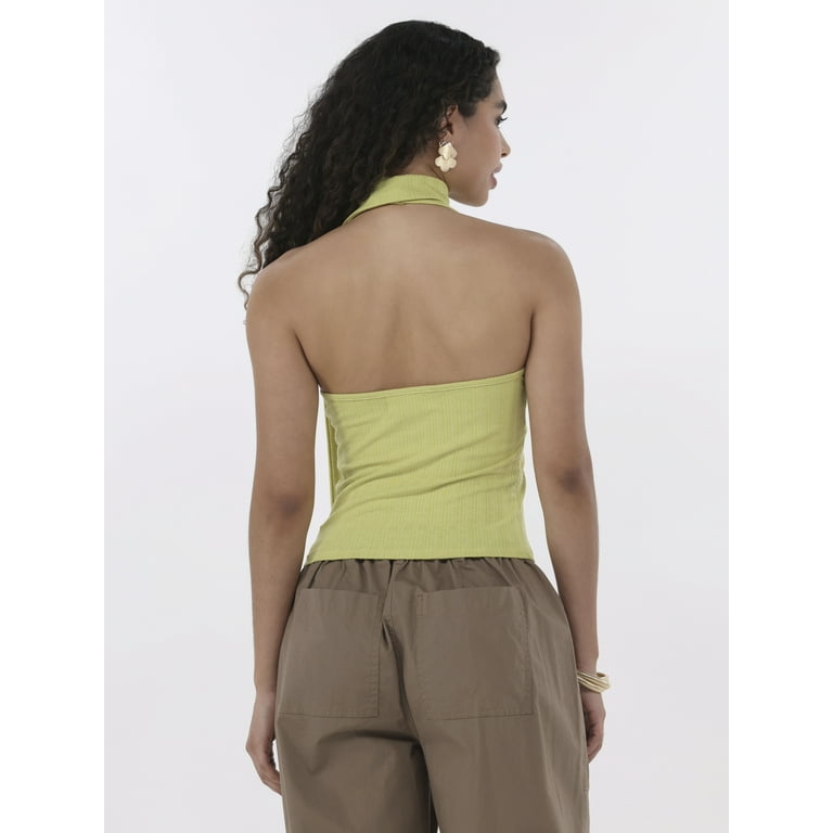 No Boundaries Jacquard Rib Halter Scarf Top, Women's