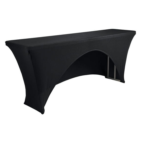 Wedding Linens Inc, 6 Ft x 18 inches Spandex Open Back Table Covers for Classroom/Trade Show Table - Black
