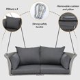 thumbnail image 6 of 51.9" 2-Person Hanging Seat, Modern Swing Chair with Wicker Braid, 4 Pillows and Cushion, Cozy Woven Swing Chair for Backyard, Porch, Garden, Gray, 6 of 9