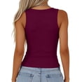 thumbnail image 3 of Women's Scoop Neck Ribbed Tank Top Basic Sleeveless Racerback Tops Summer Trendy Slim Fit Shirts 2026 Wine M, 3 of 4