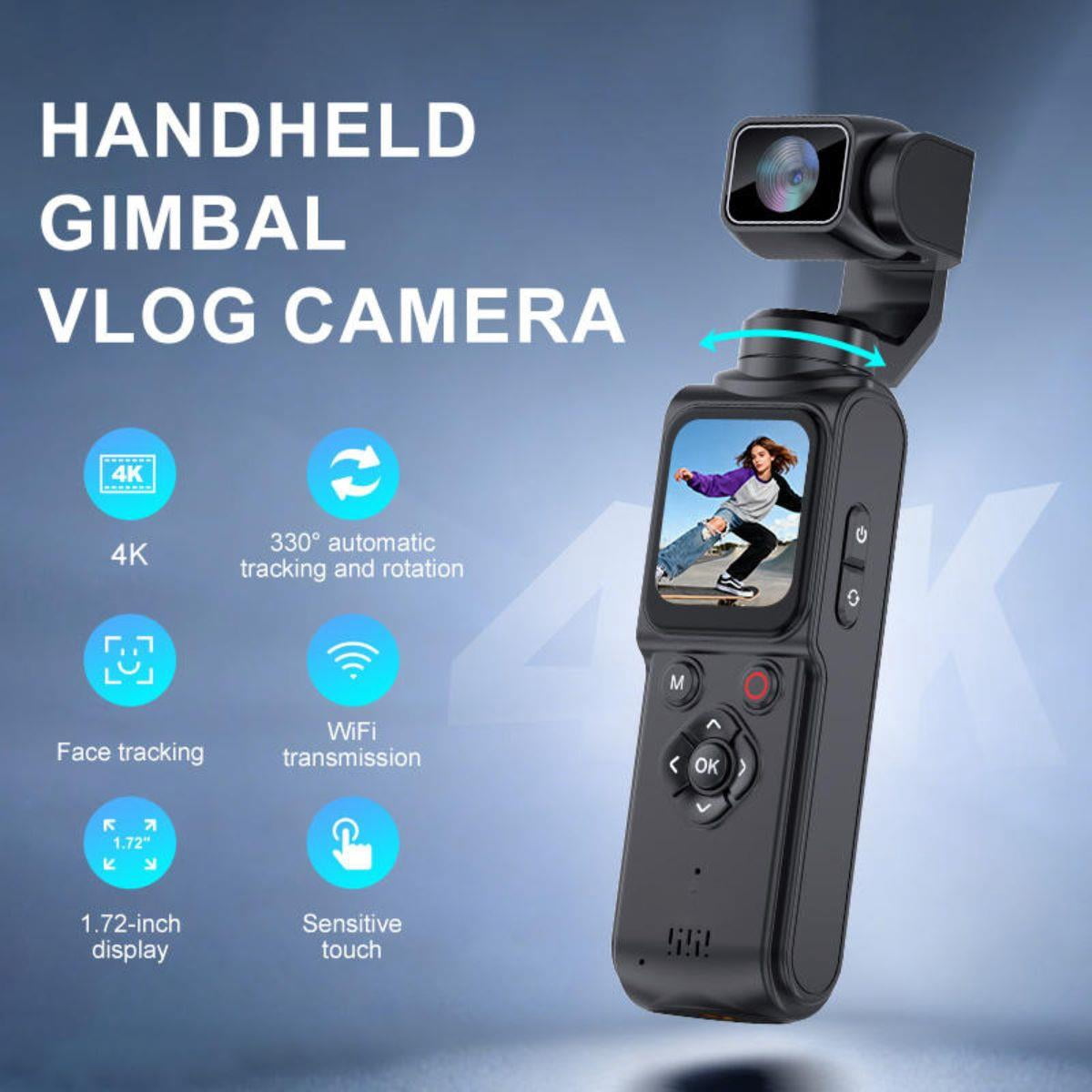 Aries Ultra HD 4k Pocket Gimbal Vlogging Camera - Pink