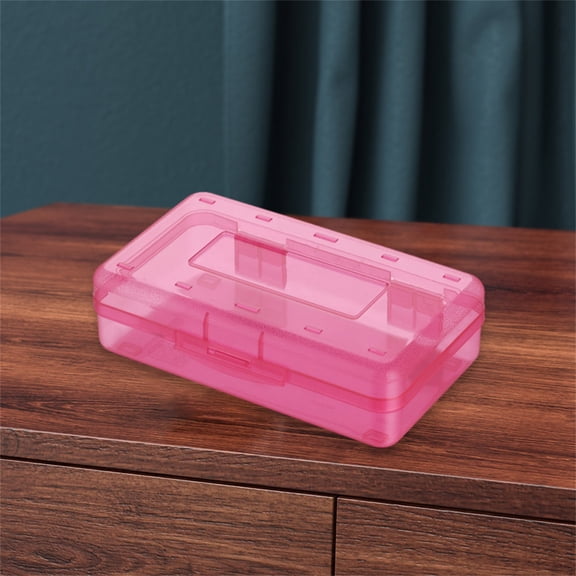 Clear Pencil Case, Large Capacity Hard Plastic Pencil Box, 4.4x8x2 inch Storage Case for Pens, Pencils, Crayons, Stackable Stationery Organizer with Snap buckle, Ideal for Studying, Office Supply