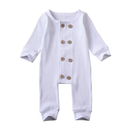 

Seyurigaoka New Infant Baby Girls Solid Romper Cotton Kids Girls Long Sleeve Bodysuits Spring Clothes
