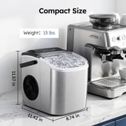 Simzlife Portable Countertop Ice Maker, 26 Lbs/24H, 9 Bullet-Shaped Ice Cubes in 6 Minutes, Self-Cleaning Ice Machine, Stainless Steel