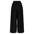 thumbnail image 5 of REALiKUN Women Wide Leg High Elastic Waist Loose Flowy Pants Casual Straight Harem Ribbed Beach Pants with Pockets, 5 of 6