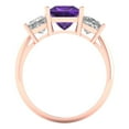 thumbnail image 4 of 2.5 ct Princess Cut Natural Amethyst Three-Stone Engagement Ring for Women in 18K Rose Gold, 4 of 5