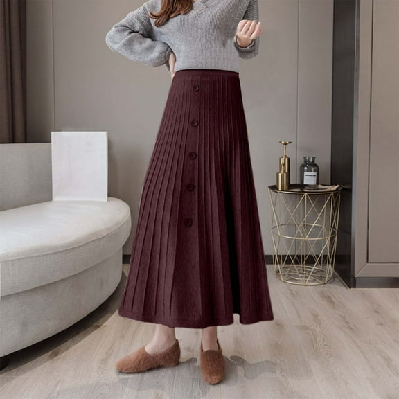 Women’s Long Knitted A Line Pleated Skirt For Fall And Winter Slim Fit Maxi Skirt Festival Skirt Athletic Skirts Women Leather Skirt plus Size Fall Skirts Knee Length Skirts for Women Knit Skirt