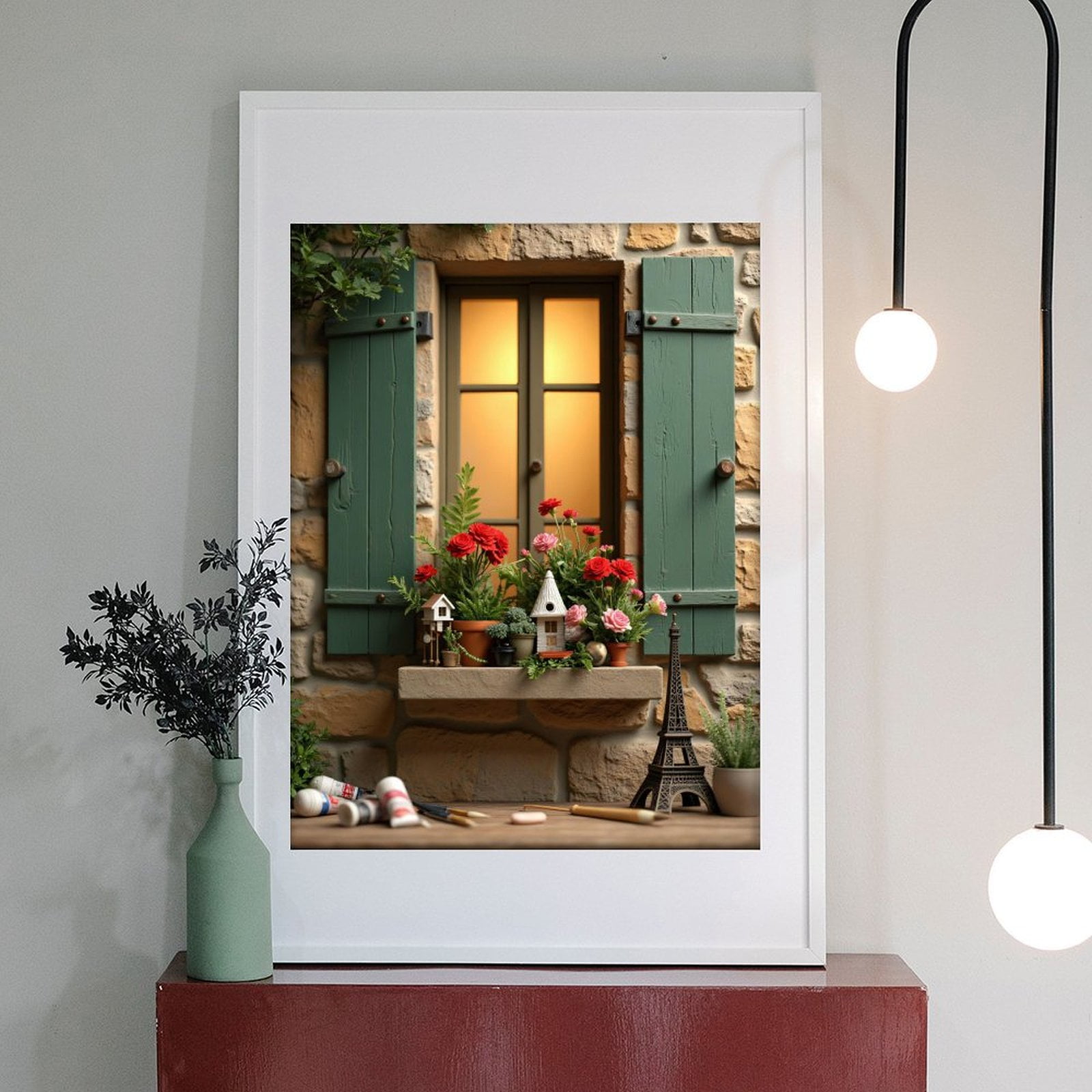 Diamond Art Kit for Adults, Window Flower Art Miniature Scene Garden Diamond Painting for Adults Beginners, DIY Diamond Art Painting Kits, 5D Diamond Painting Crafts for Home Decor 12x16 Frameless