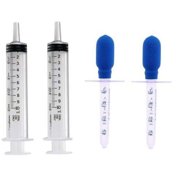Graduated Oral Syringe 10 ml & Medicine Dropper 5 ml for Infants, Toddlers and Administer Food & Medicine to Your Small Pets