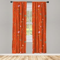 Ambesonne Floral Curtains, Spring Season Botany Artwork, Pair of 28"x95", Vermilion Rose