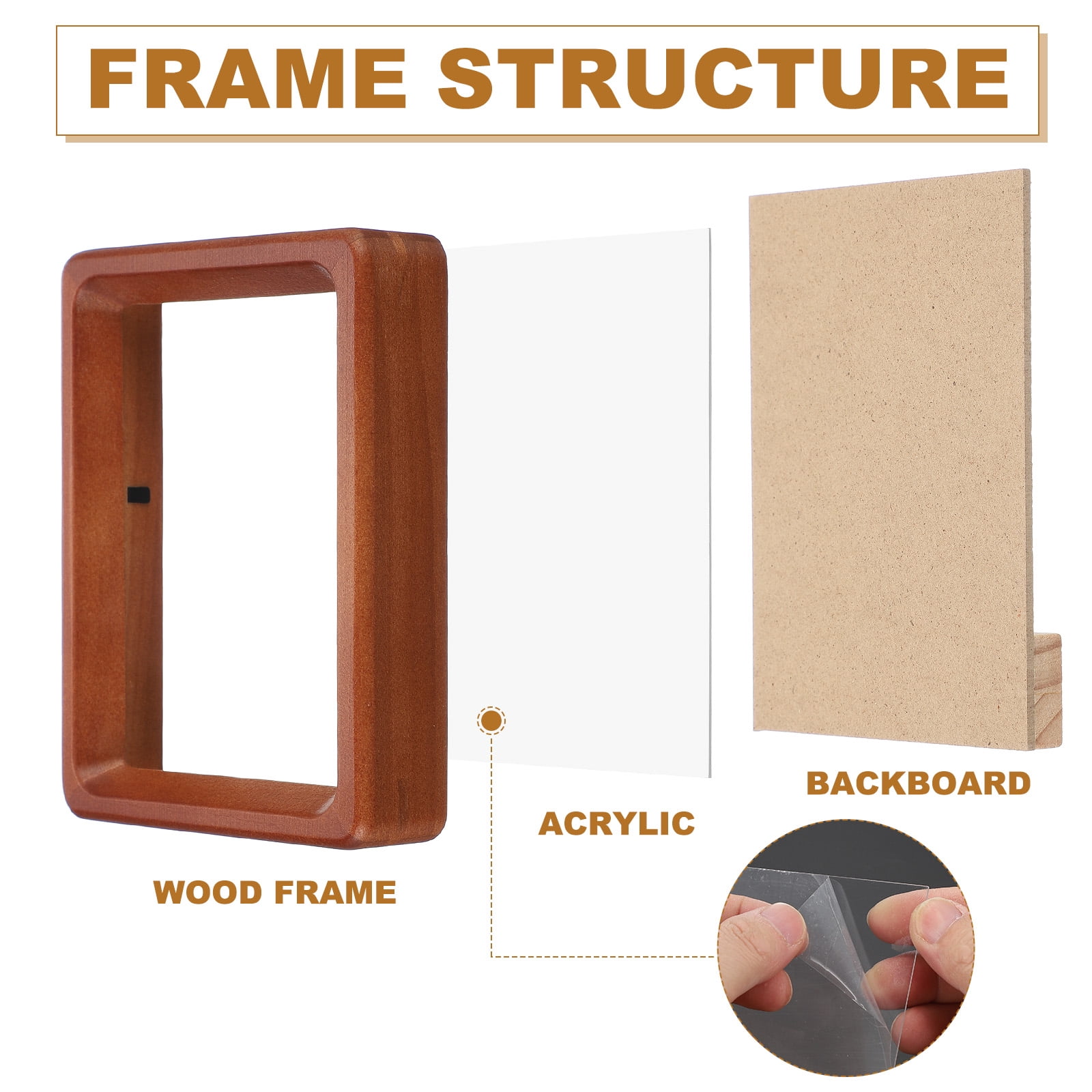 Unique Bargains Mini Tabletop Frame with Mat Wood Color 4" x 5"