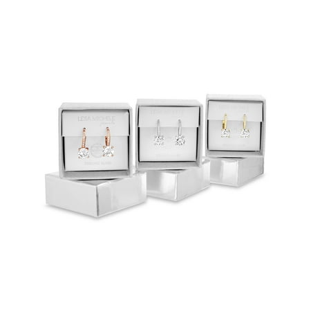 made with Swarovski Crystals 3 Pair Leverback Earrings in Sterling Silver Boxed Gift Set
