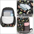 thumbnail image 4 of Mushroom and Snail Black Pattern 17" Waterproof Oxford School Backpacks for Teens, S-Shape Padded Straps, for School, Travel, Hiking, Camping, 4 of 5
