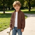 thumbnail image 6 of VIPOIN Kids Boys Girls Solid Color Zipper Stand Collar Coat Sports Large Size Casual Long Sleeve Corduroy Winter Jacket, 6 of 8