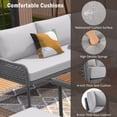 thumbnail image 3 of Aukfa 6-Piece Outdoor Furniture Set, Rope Weave Patio Conversation Set w/ Wood Table & Icebox, Gray, 3 of 12